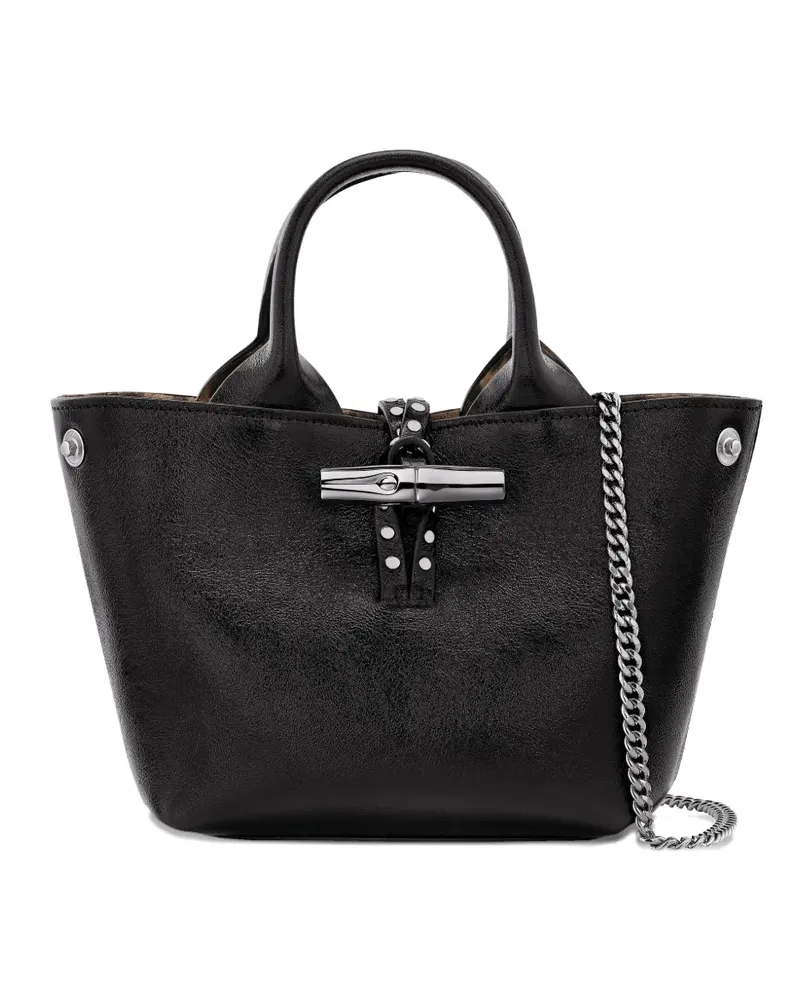 Longchamp Le Roseau Mini-Tasche mit Nieten - Schwarz Schwarz