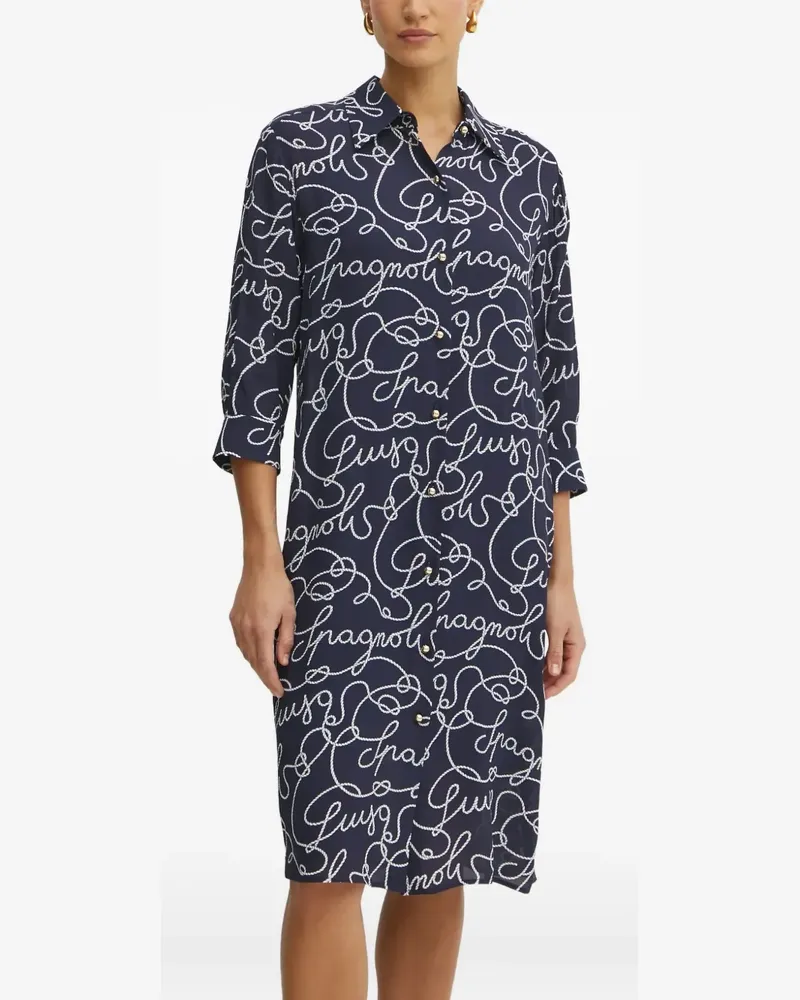 Luisa Spagnoli Hemd-Minikleid mit Seil-Print - Blau Blau