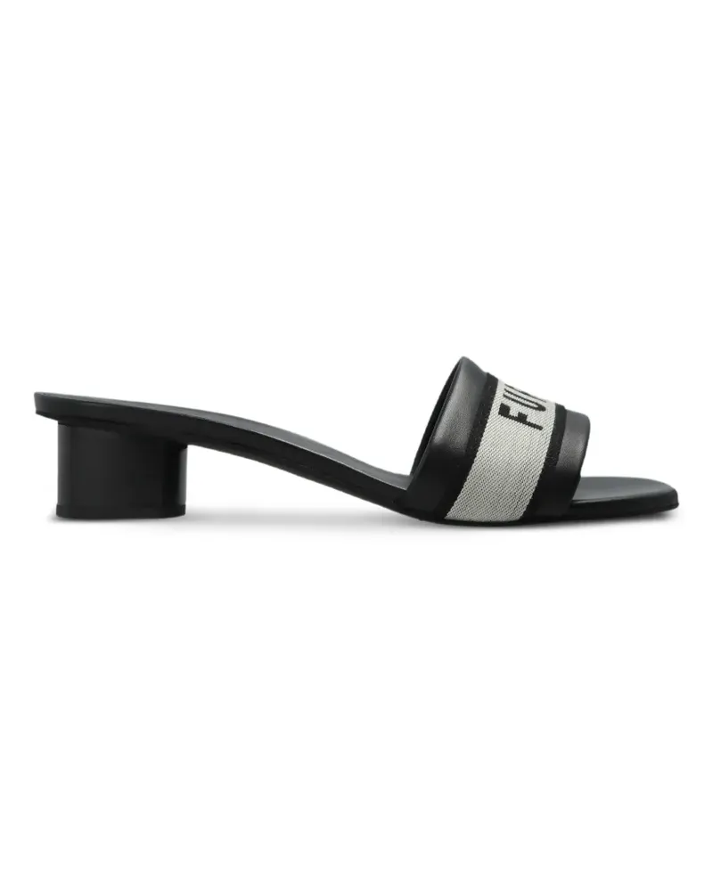 Furla logo-print leather sandals - Schwarz Schwarz