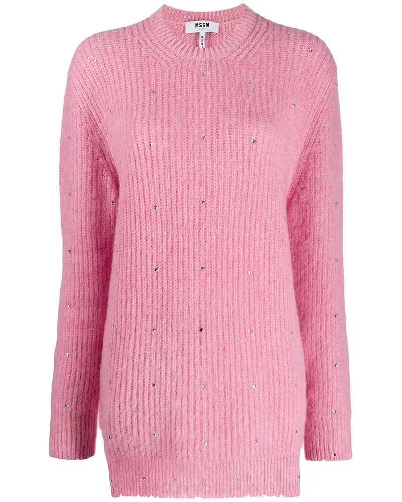 MSGM Pullover mit Kristallen - Rosa Rosa