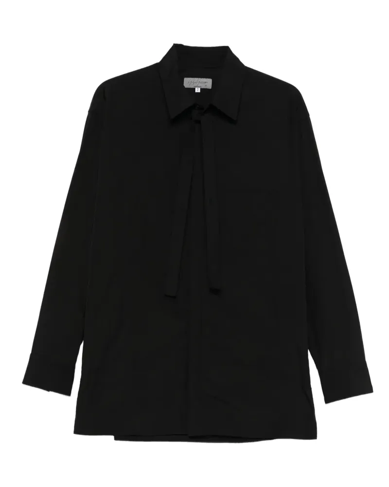 Yohji Yamamoto Hemd mit Schleifentasche - Schwarz Schwarz
