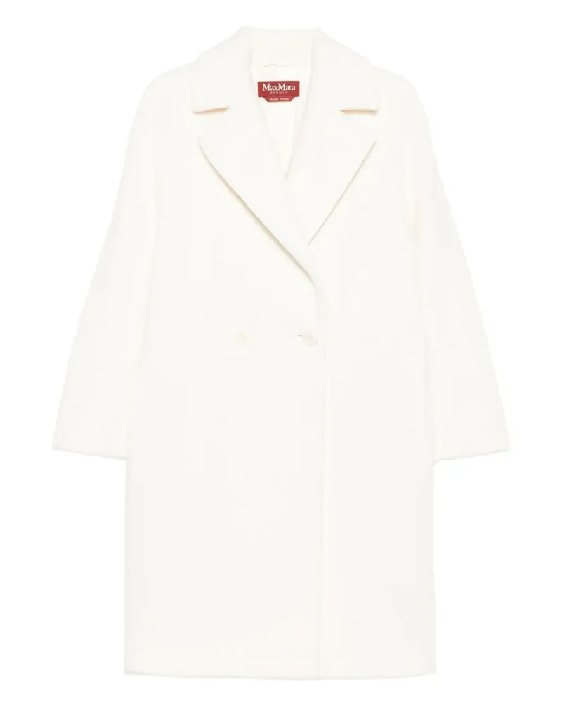 Max Mara Doppelreihiger Mantel - Weiß Weiß