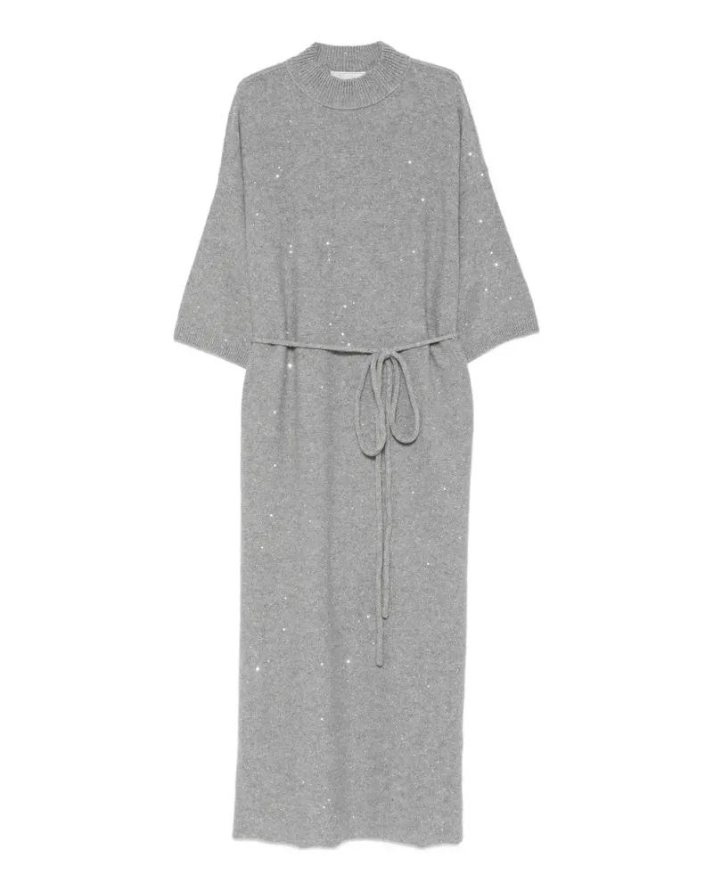 Antonelli Firenze Paillettenverziertes Kleid mit Gürtel - Grau Grau