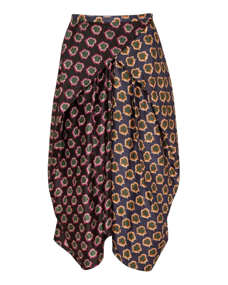 Biyan Faltenrock mit Print - Schwarz Schwarz