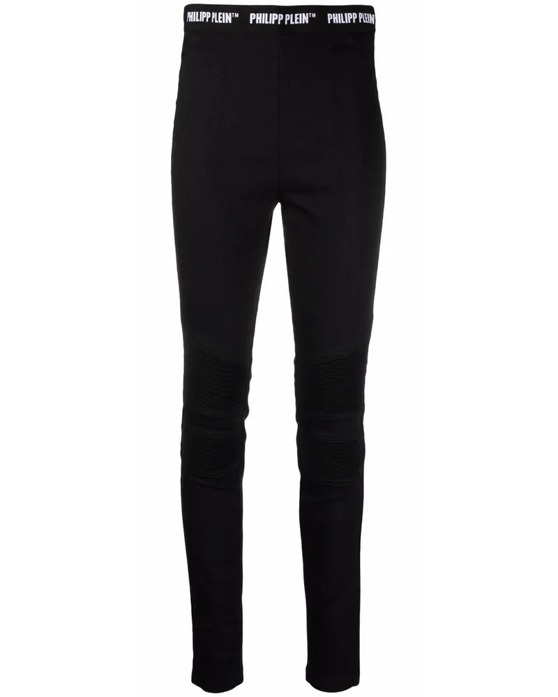 Philipp Plein Jeggings mit Logo-Bund - Schwarz Schwarz