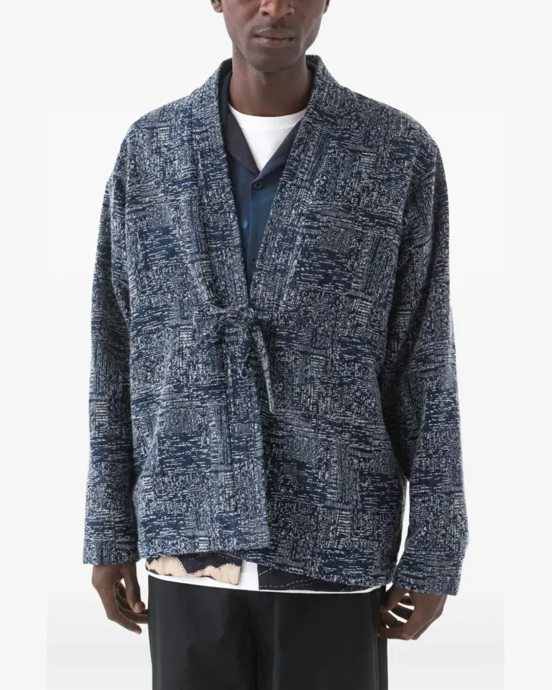 maharishi 6242 Sashiko Hemd mit offenem Riemen - Blau Blau