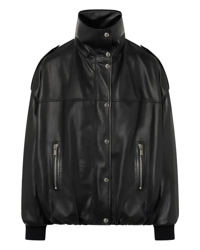 HALFBOY snap-button leather jacket - Schwarz Schwarz