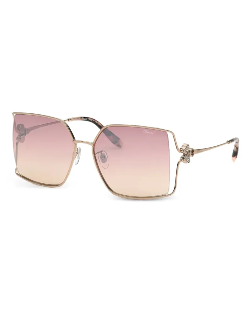 Chopard Eckige Sonnenbrille mit Kristallen - Gold Gold