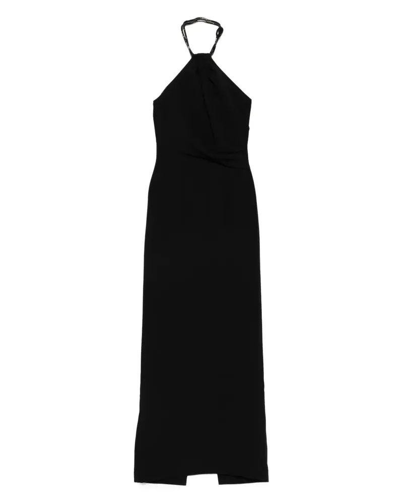 Solace London Drapiertes Riva Neckholder-Maxikleid - Schwarz Schwarz