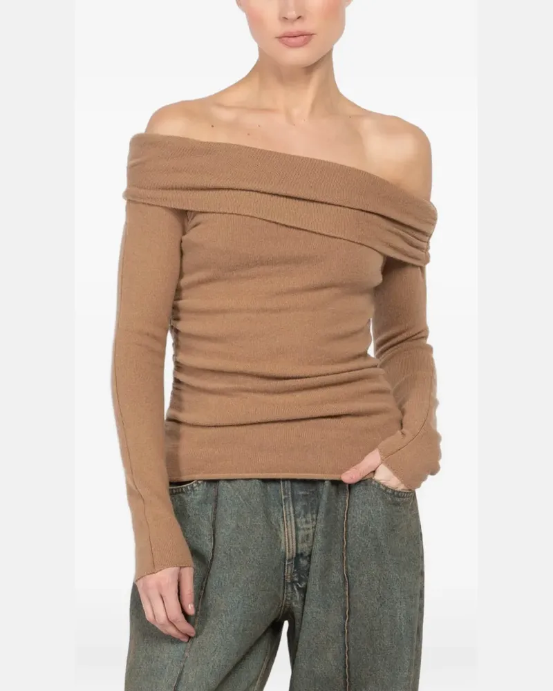 The Sei off-shoulder long-sleeve top - Braun Braun