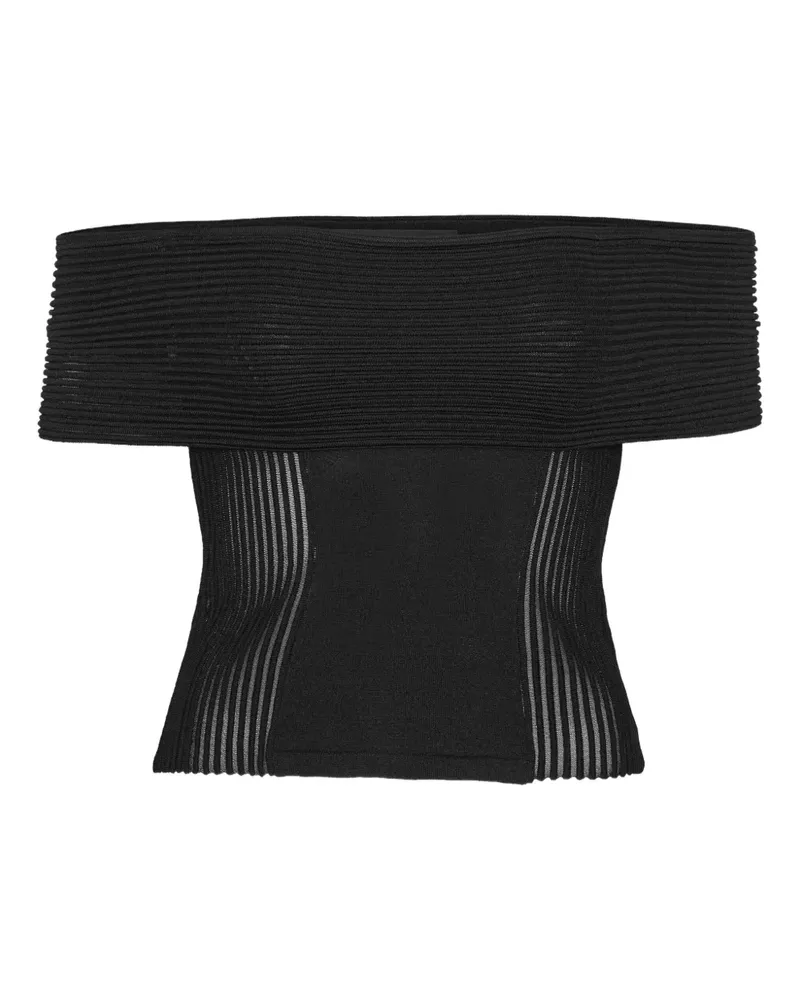 ROTATE Birger Christensen Schulterfreies Strickoberteil - Schwarz Schwarz