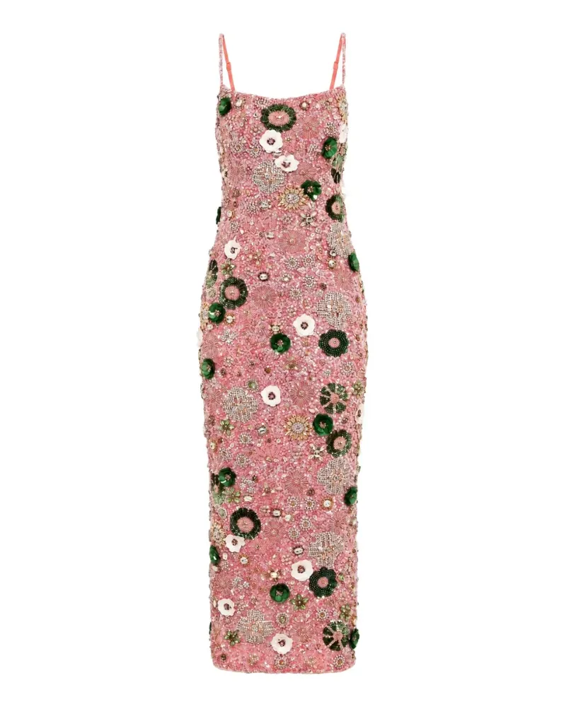 Rachel Gilbert Francesca sequin-embellished 3D floral midi dress - Rosa Rosa