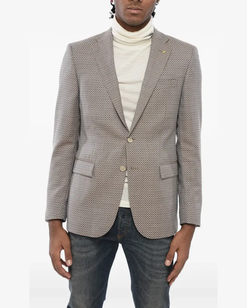 Corneliani geometric-pattern single-breasted blazer - Braun Braun