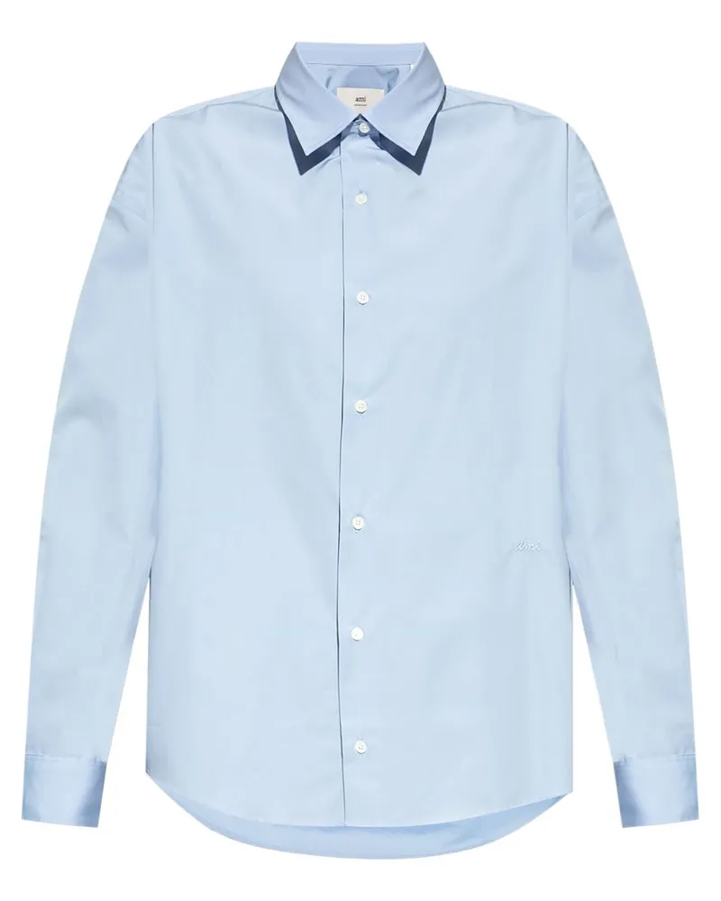 AMI Paris Hemd mit Logo-Stickerei - Blau Blau