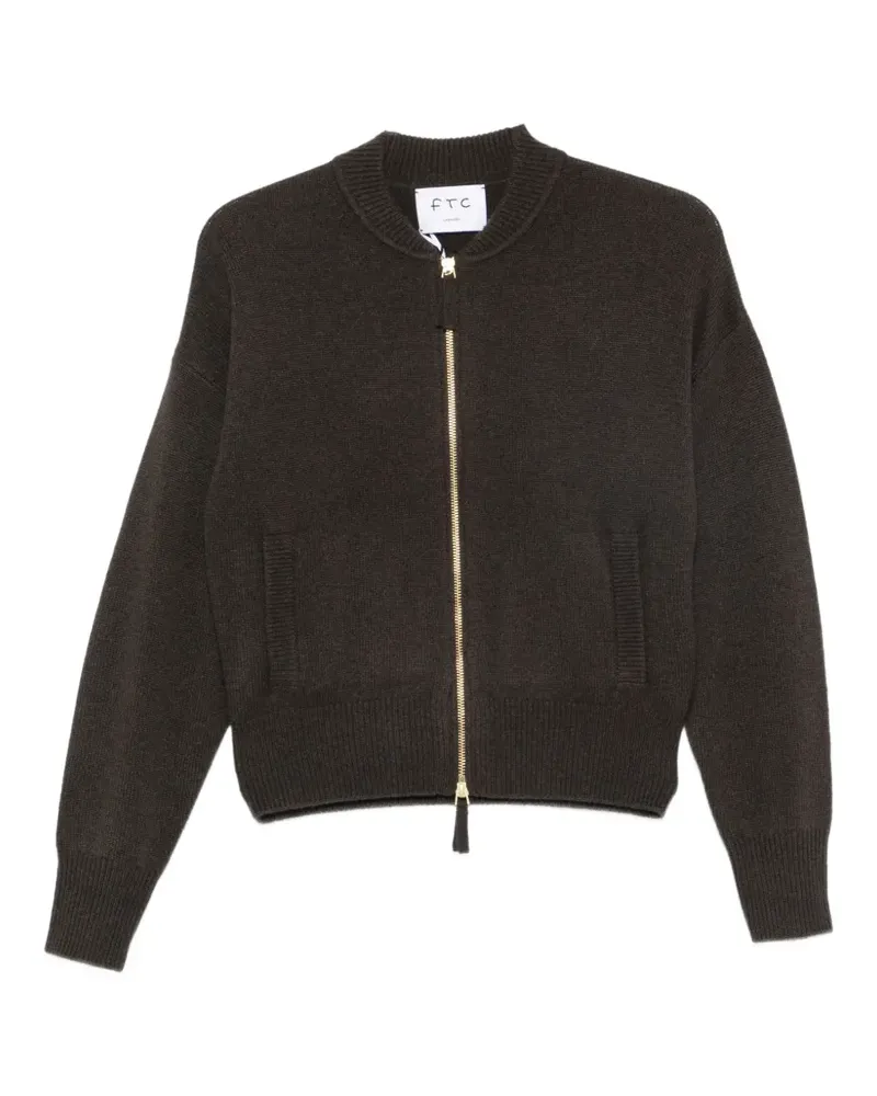 FTC Cashmere zip-up ribbed-trim cardigan - Braun Braun