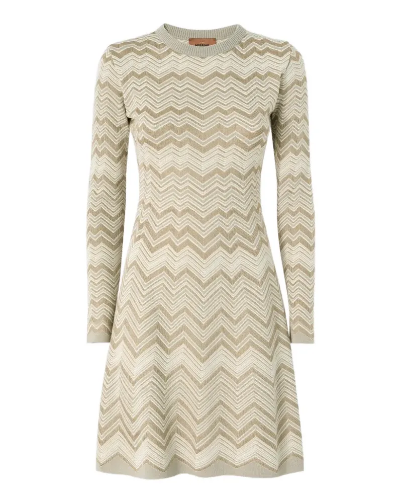 Missoni zigzag-knit long-sleeve dress - Nude Nude
