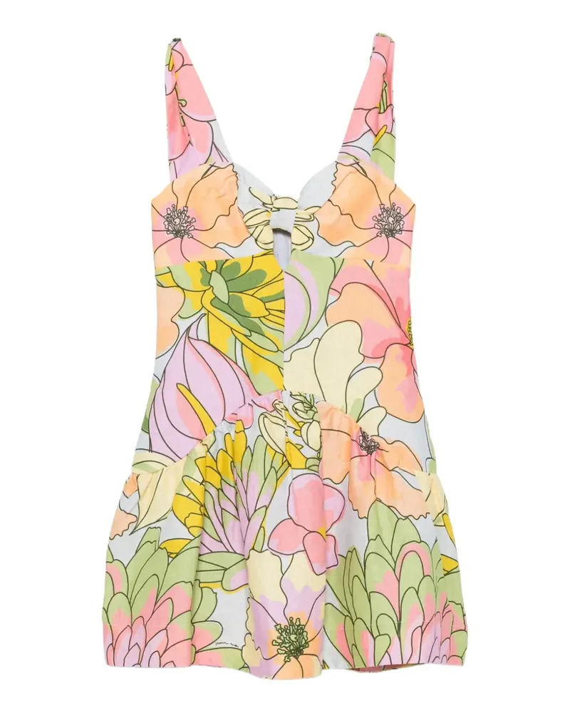 FARM Rio Midikleid mit Blumenprint - Blau Blau