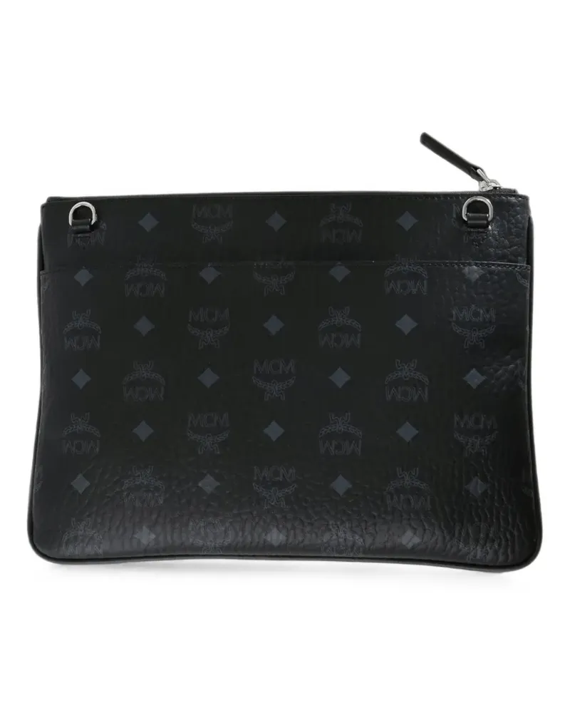 MCM medium logo-print pebbled cross body bag - Schwarz Schwarz