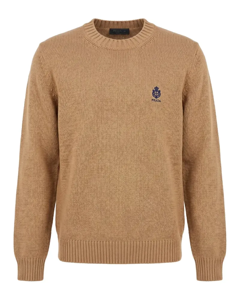 Prada logo-embroidered cotton sweatshirt - Braun Braun