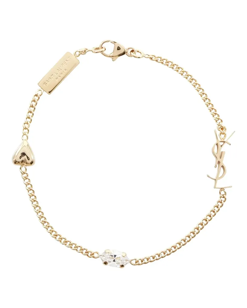 Saint Laurent 2020s Cassandra heart-charm bracelet - Gold Gold