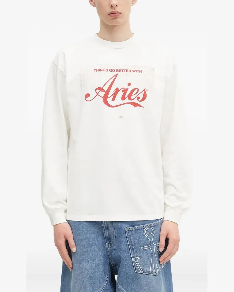 Aries Sweatshirt mit Logo-Print - Nude Nude