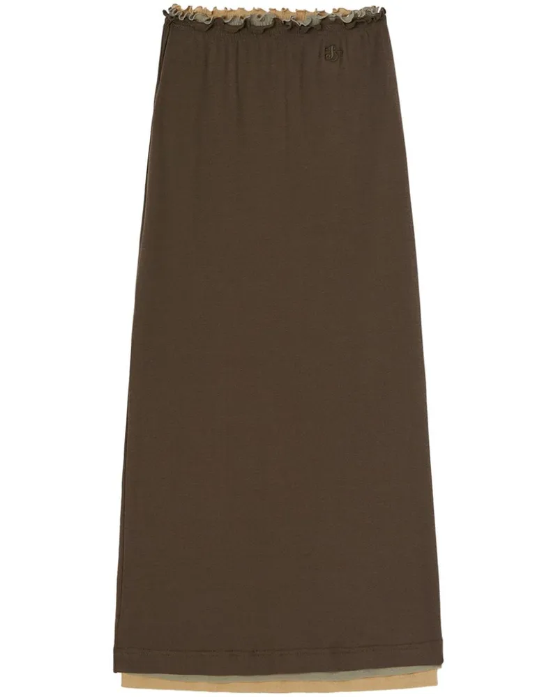 Jil Sander Midirock im Layering-Look - Braun Braun
