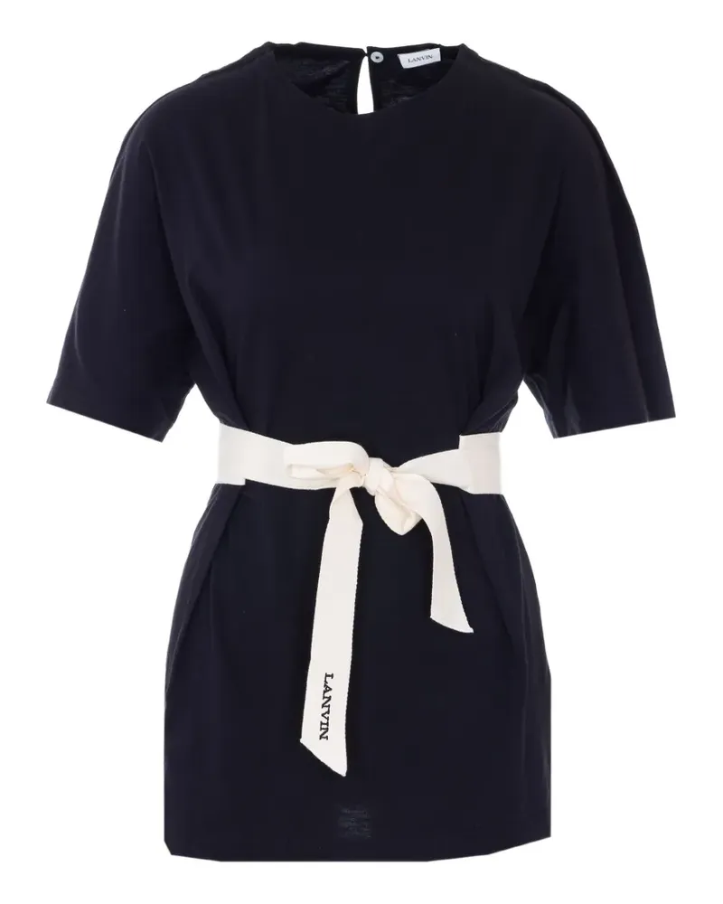 Lanvin button lace detail T-shirt - Blau Blau