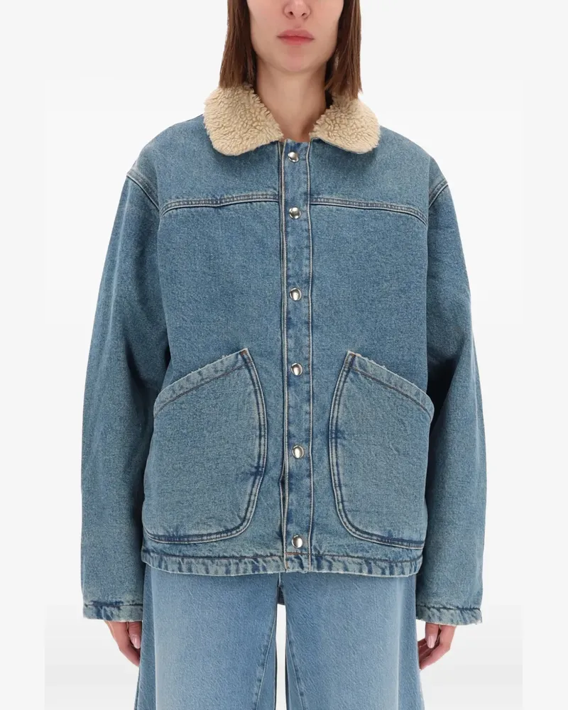 Amish textured-collar button jacket - Blau Blau