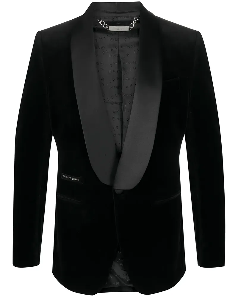 Philipp Plein Sakko in Samtoptik - Schwarz Schwarz