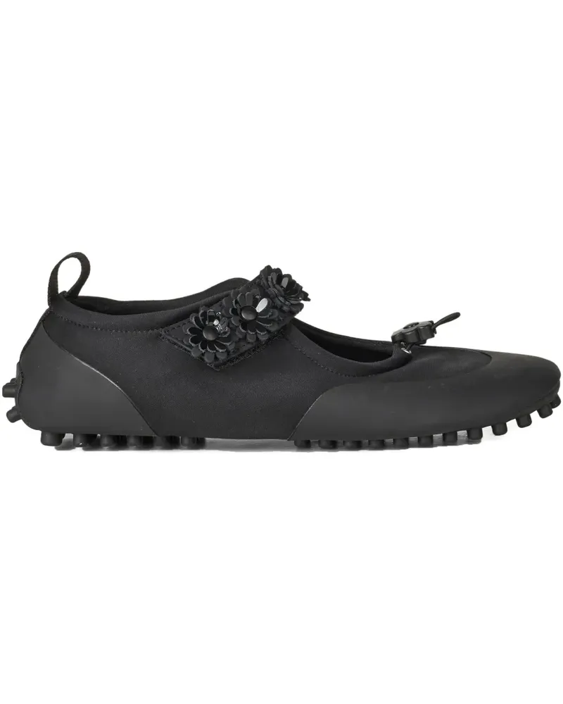 Cecilie Bahnsen Mary Janes mit Blumendetail - Schwarz Schwarz