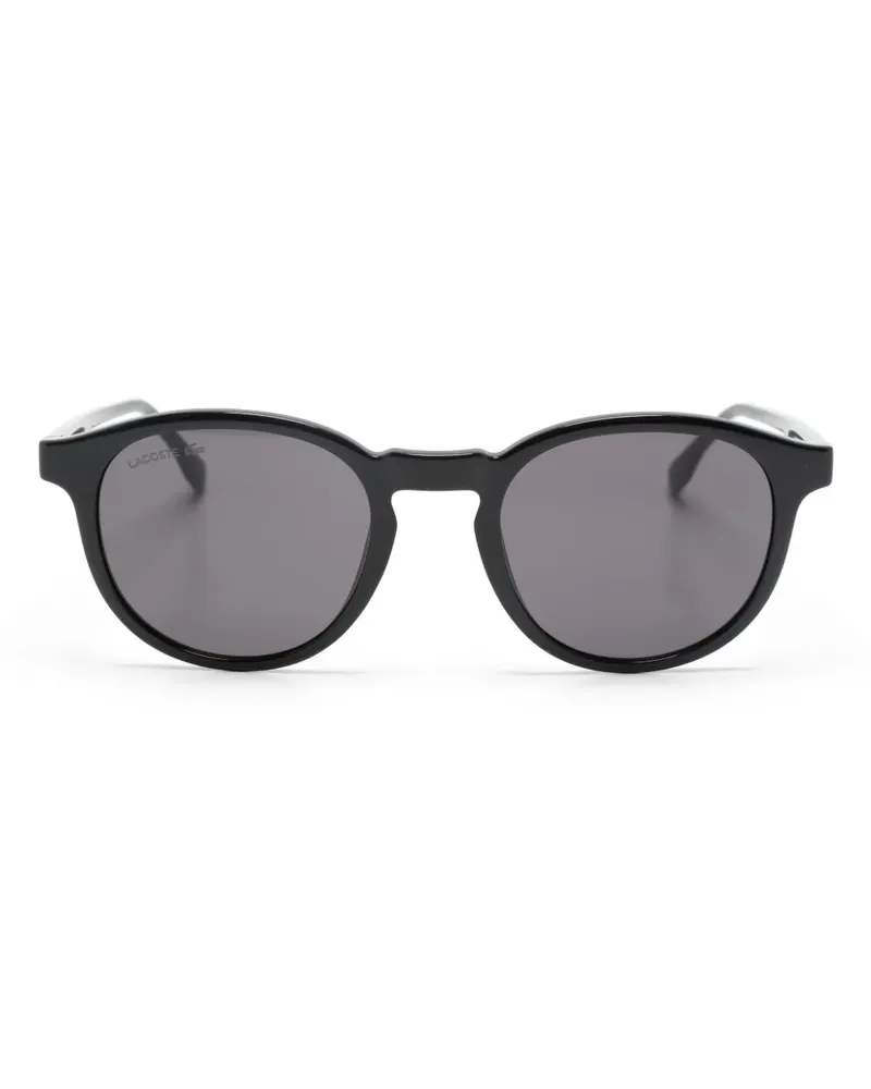 Lacoste Runde Sonnenbrille mit Logo-Gravur - Schwarz Schwarz