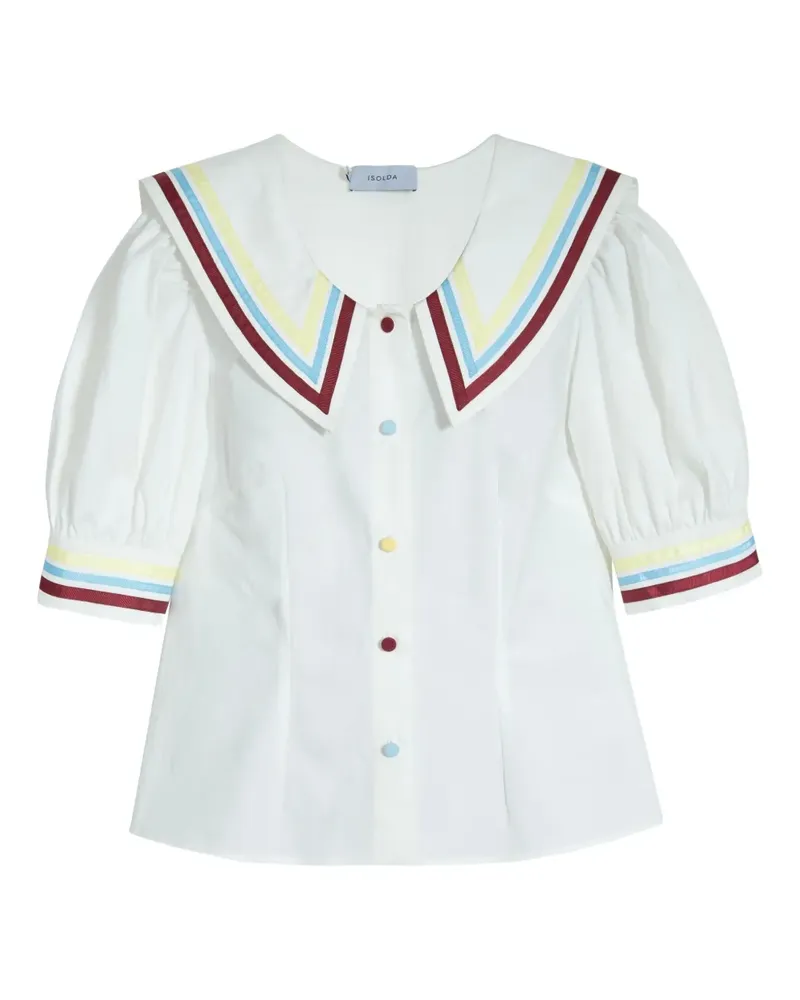 ISOLDA Marítima Bluse mit gestreiftem Kragen - Weiß Weiß