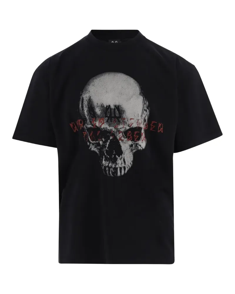 44 LABEL GROUP Sterben T-Shirt mit Totenkopf-Print - Schwarz Schwarz