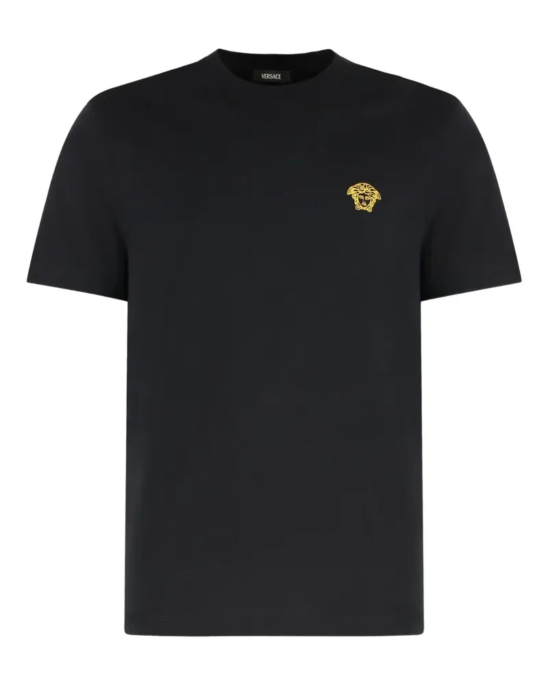 Versace T-Shirt mit aufgesticktem Medusa-Kopf - Schwarz Schwarz
