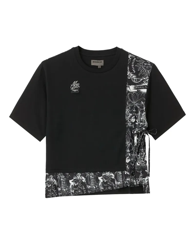 Musium Div. graphic-print pleated T-shirt - Schwarz Schwarz