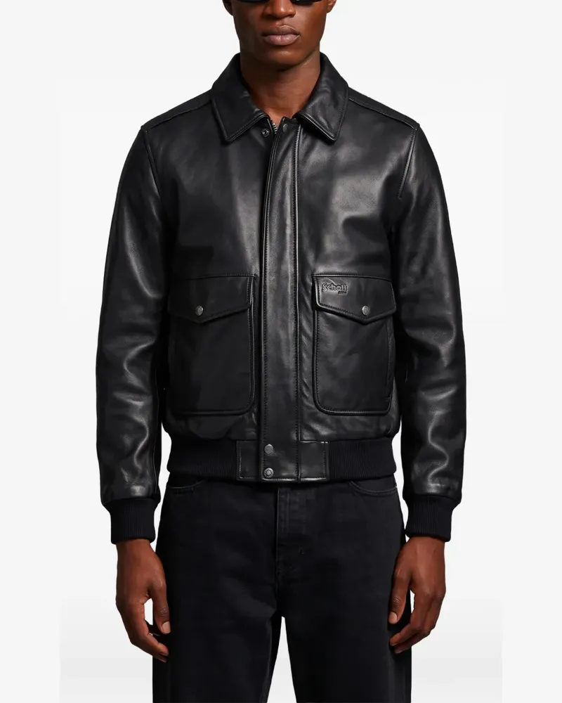Schott N.Y.C A-2 Lederjacke - Schwarz Schwarz