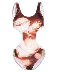 Vivienne Westwood Cut-Out-Badeanzug mit grafischem Print Braun