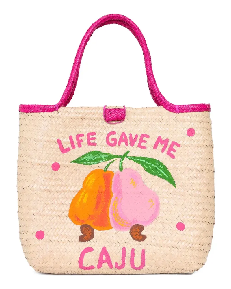 BRIGITTE Handbemalte Offline Strandtasche mit Kordelhenkel - Nude Nude