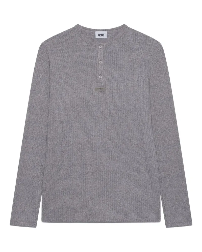 GCDS Geripptes T-Shirt mit Knöpfen - Grau Grau