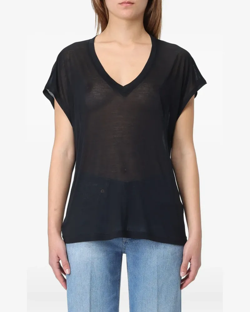Dondup T-Shirt mit V-Ausschnitt - Schwarz Schwarz