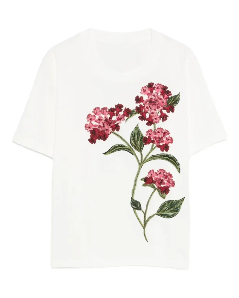 AGUA BENDITA Sama Quebrada T-Shirt mit Blumen - Weiß Weiß
