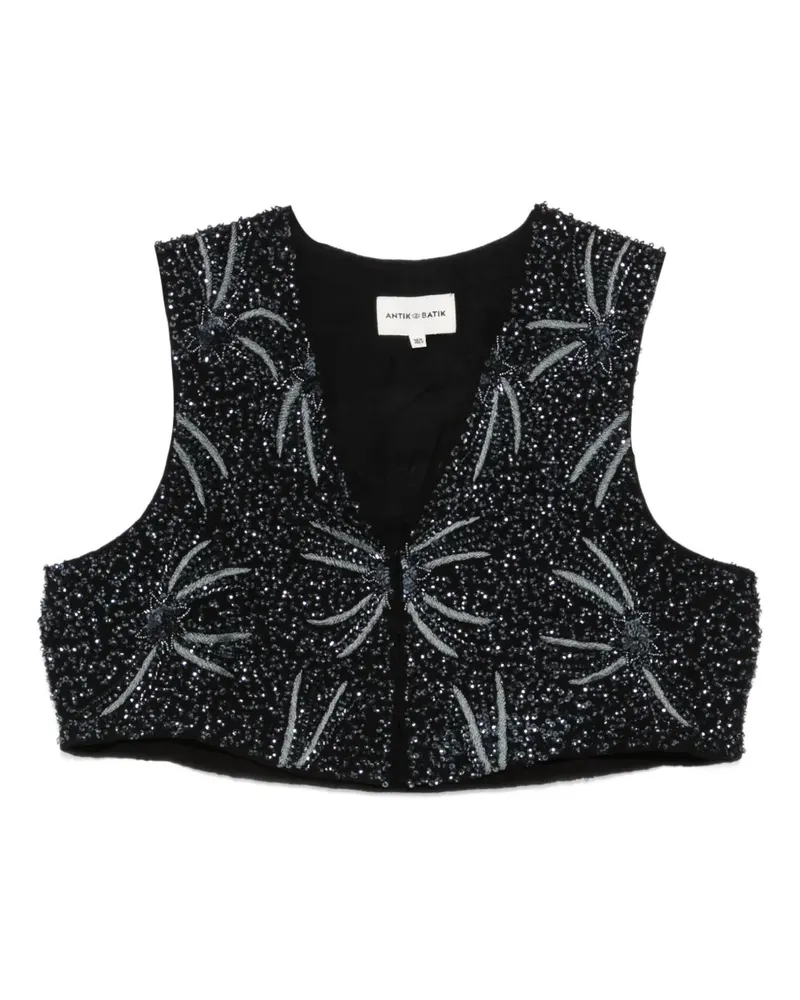 Antik Batik Verziertes Oberteil - Schwarz Schwarz