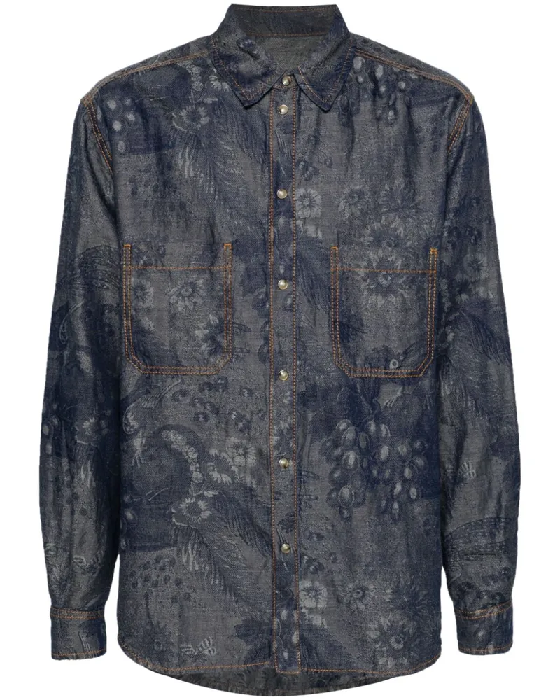 Etro Jeanshemd mit Jacquardmuster - Blau Blau