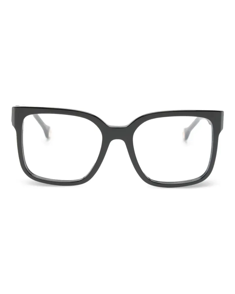 Carolina Herrera New York Eckige Brille mit Logo-Schild - Schwarz Schwarz