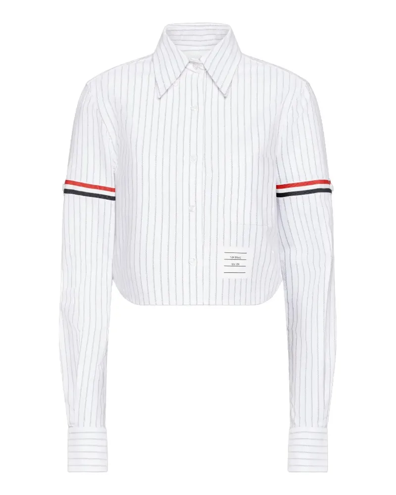 Thom Browne Gestreiftes Cropped-Hemd - Weiß Weiß
