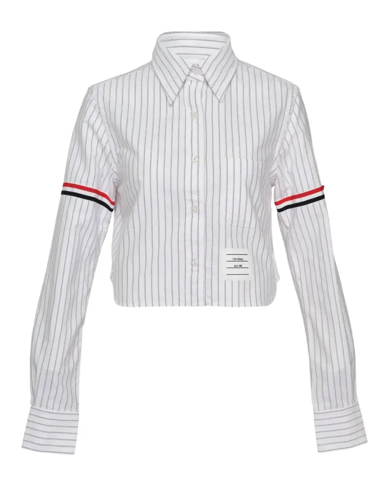 Thom Browne Gestreiftes Cropped-Hemd - Weiß Weiß