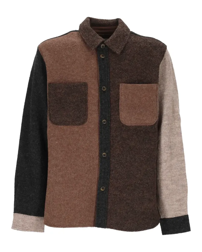 LES DEUX Hemdjacke in Colour-Block-Optik - Braun Braun
