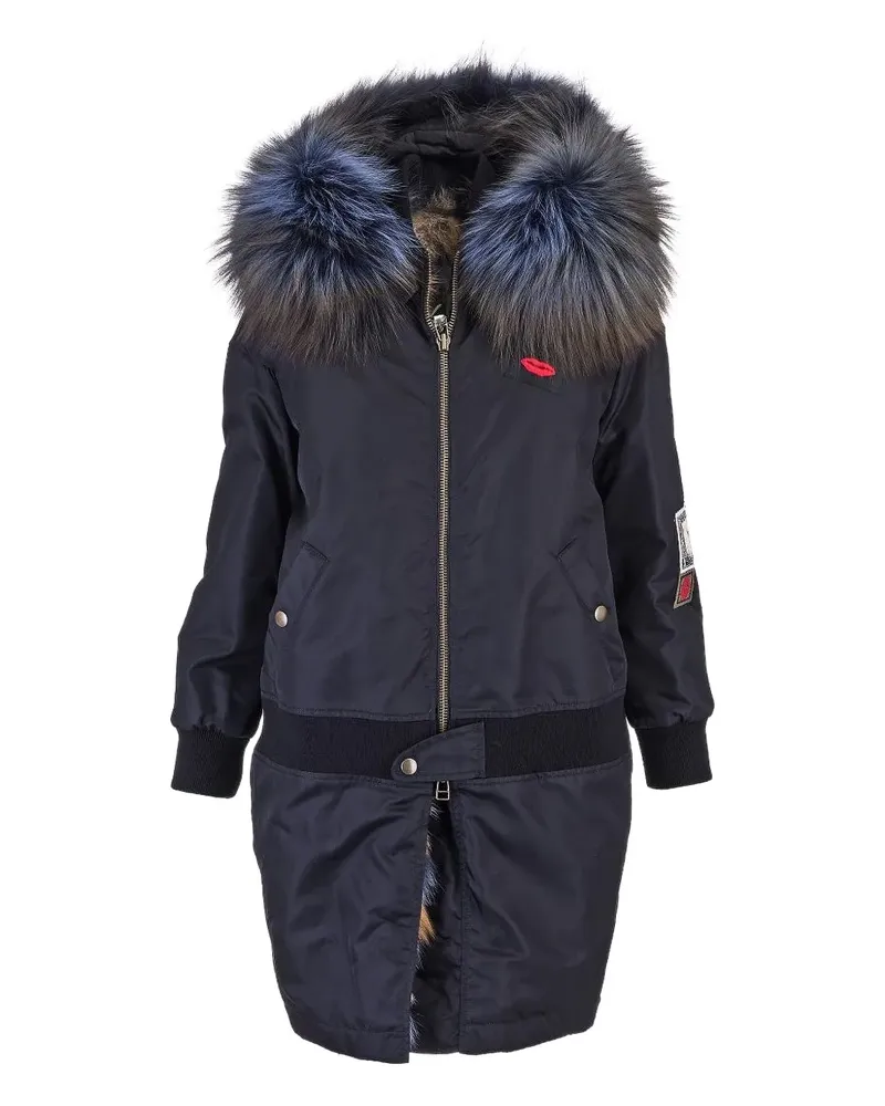 Mr & Mrs Italy faux-fur trimmed hooded coat - Blau Blau