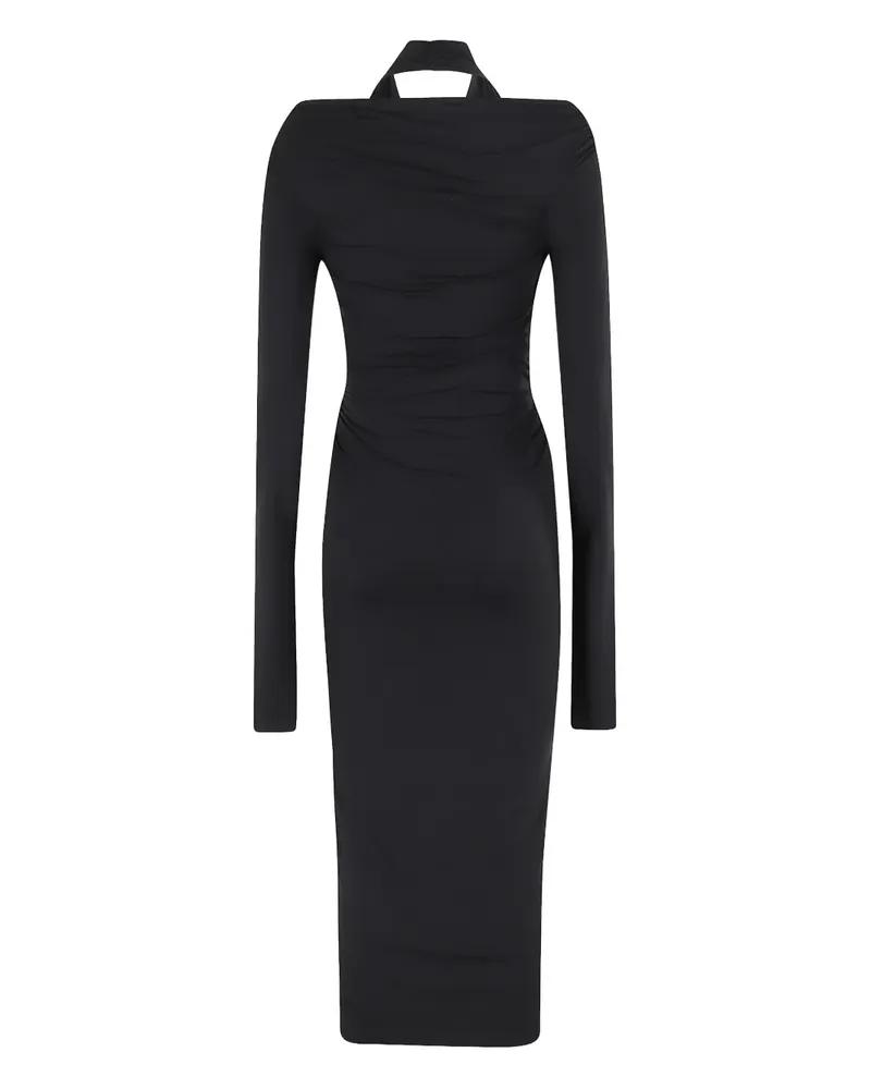 ANDAMANE Midikleid mit drapiertem Ausschnitt - Schwarz Schwarz