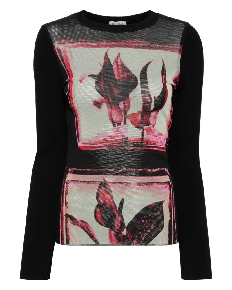 Jean Paul Gaultier Pullover mit Blumen-Print - Schwarz Schwarz